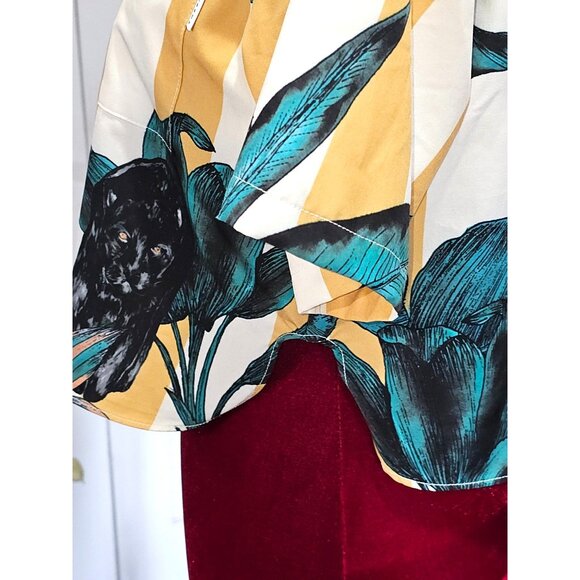 Mavrans Women's Yellow Stripes/Pantera Design Crop Top Size M 157 - Picture 10 of 15